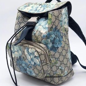 Gucci Blue Floral Pattern Backpack